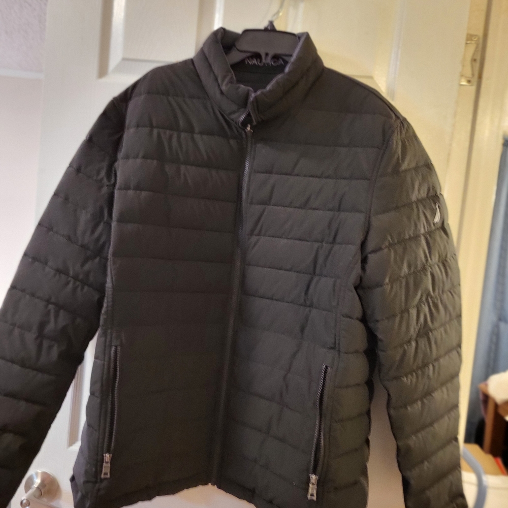 Slightly Used Mens Nautica Reversible Black/Gray Jacket XXL 28" Long